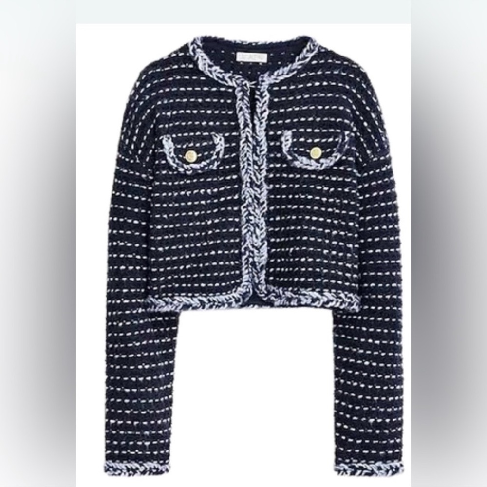 J. Crew Navy and White Tweed Lady Jacket